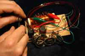 Photo of E.J. Gold at work in his laboratory